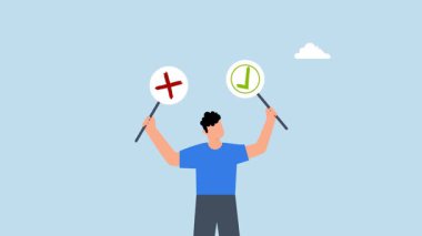 Düşünceli iş adamı karar verirken sağ ya da yanlış eli tutar..