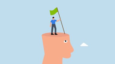 İş adamı, elindeki iş amaçlı bayrağı kazanarak aklını tırmalıyor..