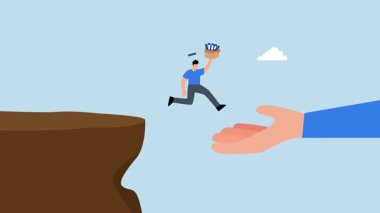 Cesur iş adamı uçurumdan atlayıp devin ellerine atlıyor..