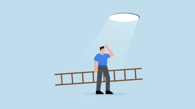 Umudun ışığına bakan işadamı, tırmanmayı ve delikten kaçmayı planlıyor..