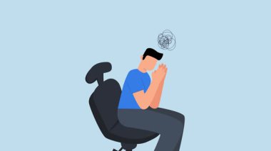 Hüsrana uğramış iş adamı kafasını sandalyede tek başına otururken tutuyor..