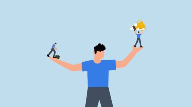 Üzgün depresif adam mağlup meslektaşına kıyasla el ele durur..