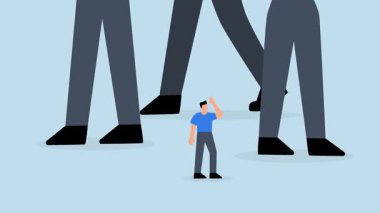 Büyük şirketle mücadele etmek için küçük işletmeler, benzer sektörde önemli rakipler gözlemleyen gergin girişimciler..