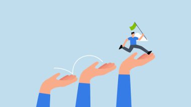 Çalışanların başarıya ulaşmasına yardımcı olmak için danışmanlık, girişimci hedefine ulaşmak için devasa el merdiveni tırmanır.