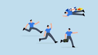 Oyun değiştirici, diğer rakiplerden farklı yönlere roket sırtında uçan iş adamı..