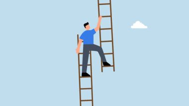 Büyüme fırsatı elde etmek için iş değiştir, işadamı yeni bir yola girmek için merdivenleri tırman..