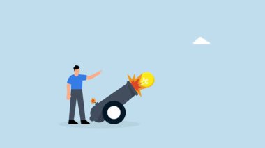 Yeni bir iş kurma fikri, zeki bir girişimci güçlü bir top ile ampul fikrine başladı..