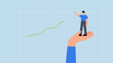 Sürücü satışları artıyor, kar artıyor, işadamı yardım elini uzatıyor ve yükselen grafiği çıkarıyor..