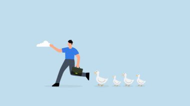 İş arayışı, iş adamı animasyonu elinde büyüteçle yeni iş fırsatları arıyor..