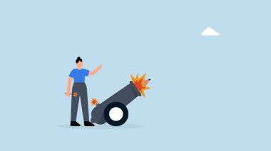 İnsan yönetiminde iş değişimi, girişimcinin 4k animasyonu iş arkadaşları yeni görevlere giderken işyerine ulaşır.