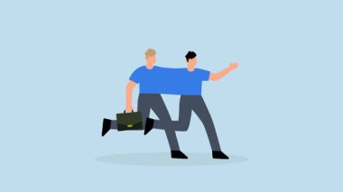 İş kazası, yağmurlu bir günde şemsiyenin altında sırılsıklam duran 4k animasyon..