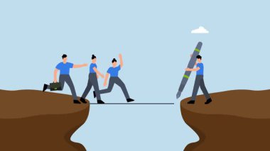 Başarı merdiveni, iş adamının 4k animasyonu gökyüzüne doğru bir merdiven tırmanıyor ve mükemmel tilt masasına ulaşmaya çalışıyor..