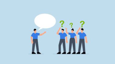 İş toplantısında çözüme ulaşmak için taviz vermek, bir konuşma baloncuğuyla bağlantılı yapboz içindeki iş adamlarının 4k animasyonu.