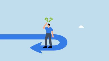 Uyumsuz, kafası karışmış bir iş adamının 4k animasyonu uyumsuz bir yapboz oluşturuyor..