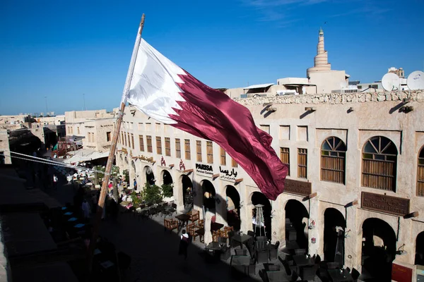 Doha Katar Maja 2019 Stary Targ Souk Waqif Ozdobiony Katarskimi — Zdjęcie stockowe