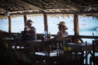 Zanzibar, Tanzania - January 02,2019: Restaurant on the coast of Zanzibar Island. clipart