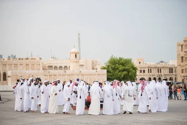 Doha Qatar Março 2019 Performance Música Dança Tradicional Qatar Realizada — Fotografia de Stock