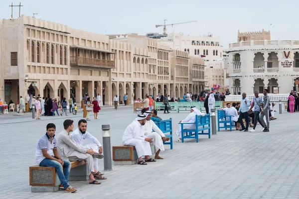 Doha Qatar March 2019 Вулиці Традиційного Арабського Ринку Wakif Переповнені — стокове фото