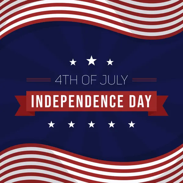 4 Temmuz Bağımsızlık Günü mavi arka planda kırmızı ve beyaz çizgilerle karşılanıyor. Sosyal medya paylaşımı için mükemmel yıldızlı ABD Bağımsızlık Günü