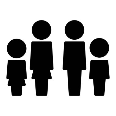 İnsanların simgesi. Beyaz arka planda izole edilmiş moda düz stil aile simgesi. Web sitenizin tasarımı, logosu, uygulaması, UI için ebeveyn sembolü. Vektör illüstrasyonu, EPS10.