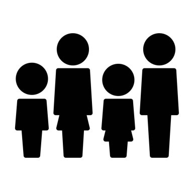 İnsanların simgesi. Beyaz arka planda izole edilmiş moda düz stil aile simgesi. Web sitenizin tasarımı, logosu, uygulaması, UI için ebeveyn sembolü. Vektör illüstrasyonu, EPS10.