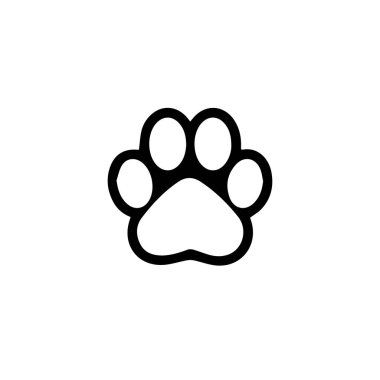 Hayvan pençesi izi seti. Köpek ya da kedi ayak izi vektör ikonu çizimi Paw baskısı, ikon. Vektör pençesi. Köpek, köpek, kedi, ayı, kurt. Bacaklar. Ayak izleri.
