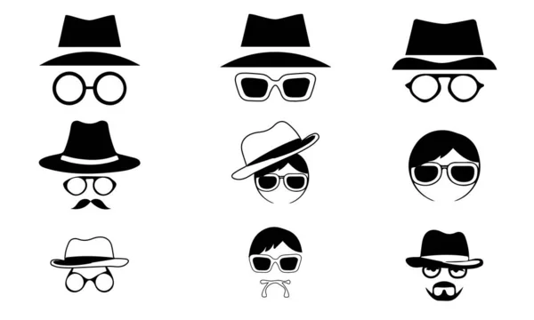 stock vector Incognito Icon Man woman face with glasses Black and White Vector Graphic. Spy agent line and glyph icon, security and detective, hacker sign vector graphics, editable stroke linear icon