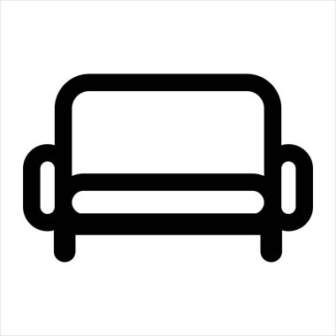 Ev tasarımı ikonu, kanepe ikonu, oturma odası, vektör illüstrasyonu. Düz tasarım biçimi.