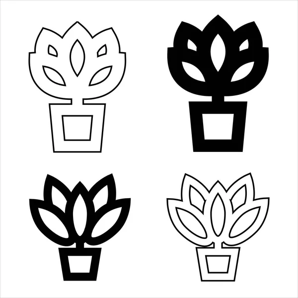Collection Vectorielle Icônes Fleurs Modèle Logo Illustration Dans Style Tendance — Image vectorielle