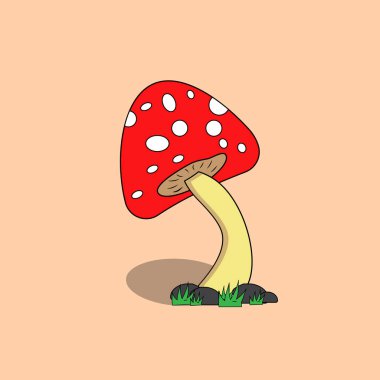 Mantar ikonu. Amanita Muscaria (sineklik) tabela koleksiyonu. Sihirli mantar sembolü.