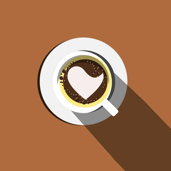 咖啡平面设计说明 最小设计海报 浅色背景的咖啡杯 顶视图 — 图库矢量图片