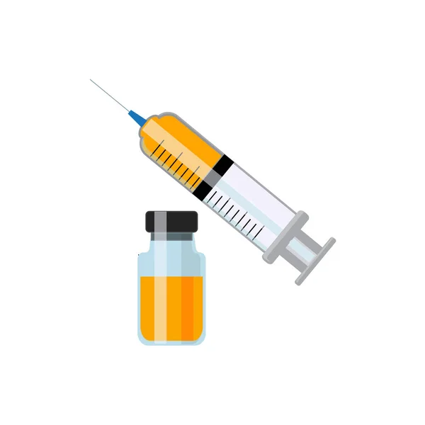 Medical Syringe Needle Medicine Concept Treatment Health Flat Vector Illustration — Stock Vector