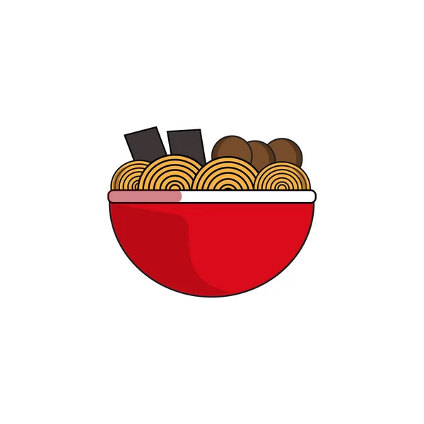 Egg Noodles Meatballs Chopsticks Vector Cartoon Icon Illustration Isolated Premium — Stock Vector