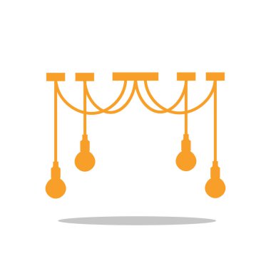 Furniture chandelier, floor and table lamp in flat cartoon style. A set of lamps on a white background. Chandeliers, illuminator, flashlight - element