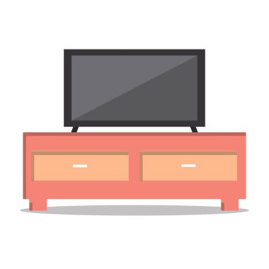 Furniture cabinet, home drawer, table design flat vector illustration. Home interior design element made of natural materials. Vector flat style