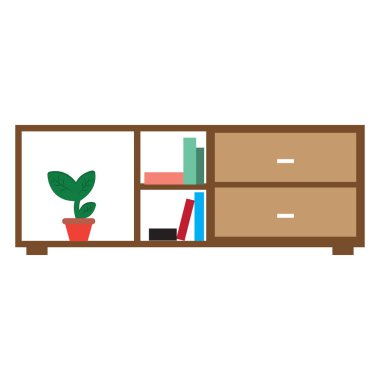 Furniture cabinet, home drawer, table design flat vector illustration. Home interior design element made of natural materials. Vector flat style