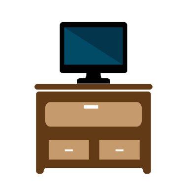 Furniture cabinet, home drawer, table design flat vector illustration. Home interior design element made of natural materials. Vector flat style