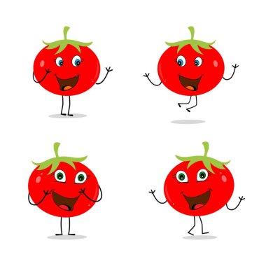 Çilekli Karikatür Maskot Karakteri. Çilek ikonu. Beyaz arkaplanda izole edilmiş şirin meyve vektörü karakteri. 