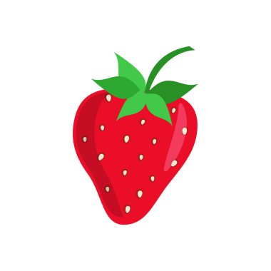 Strawberry fruit vector. Cartoon bright natural strawberrys isolated on white. Vector illustration of fresh farm organic berry used for magazine, book, poster, menu cover, web pages.