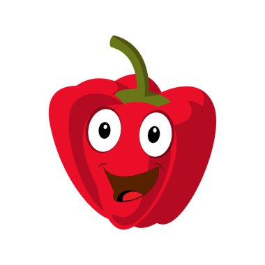 Paprika character vector. Illustration of paprika character with cute expression, funny, set of paprika isolated on white background, vegetable for mascot collection, emoticon kawaii, chili pepper.