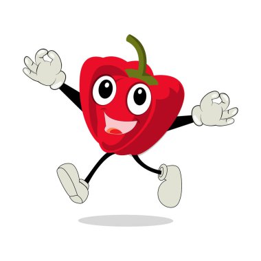 Paprika character vector. Illustration of paprika character with cute expression, funny, set of paprika isolated on white background, vegetable for mascot collection, emoticon kawaii, chili pepper.