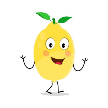 Lemon character design. Vector Illustration Flat Lemon Cute Character expression emotion collection set, minimal style, Raw materials fresh fruit, Mascot product