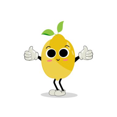 Lemon character design. Vector Illustration Flat Lemon Cute Character expression emotion collection set, minimal style, Raw materials fresh fruit, Mascot product