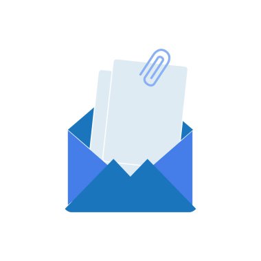 Letter envelope with paper document vector illustration. Closed, open with a message e-mail envelopes. Set mailbox vector icons in flat style. Email Envelope Icon