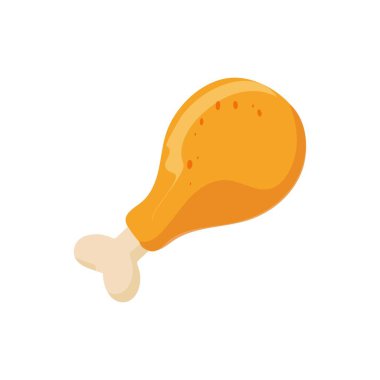 Fried chicken, chicken thighs icon, vector fried chicken icon, cute emoji with happy face, fastfood or grill menu design. Funny food happy meal for children. Kawaii food icon.