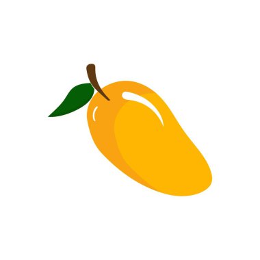 Mango meyve vektör simgesi. Mango düz stil. Tropikal meyvelerin vektör çizimi. Mangonun görsel vektör grafiği. Yiyecek ve içecekler için iyidir..