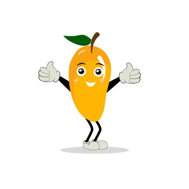 Mango karakter tasarımı. Kawaii mango karakterleri, şirin çizgi filmlerin vektör çizimleri, onları çıkartma, desen, tişört tasarımları, meyve logosu, tüm basılı medya, karikatür vs. olarak kullanın.