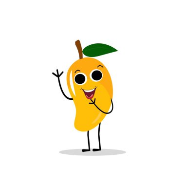 Mango karakter tasarımı. Kawaii mango karakterleri, şirin çizgi filmlerin vektör çizimleri, onları çıkartma, desen, tişört tasarımları, meyve logosu, tüm basılı medya, karikatür vs. olarak kullanın.