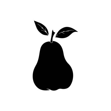 Armut ikonu vektör illüstrasyonu. Beyaz arka planda yeşil renkli armut ikonu izole edilmiş. Çizgi film düz tasarım. Vektör illüstrasyonu.