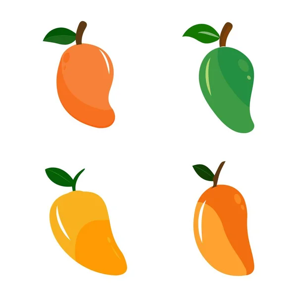 Mangó Gyümölcs Vektor Ikon Mangó Lapos Stílusban Trópusi Gyümölcs Kórokozó — Stock Vector